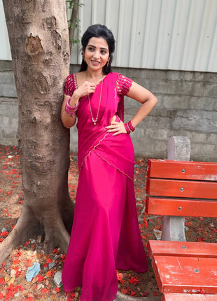 Georgette Half Saree (Stitched Skirt, Unstitched Blouse)