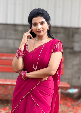 Georgette Half Saree (Stitched Skirt, Unstitched Blouse)