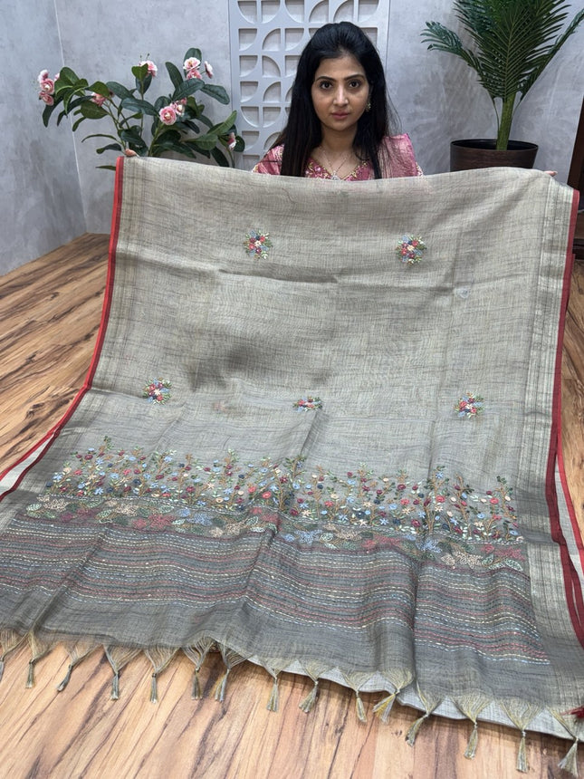 Linen With French Knot