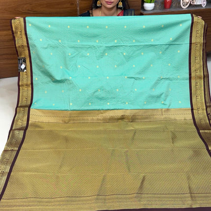 Vaira Oosi Gold Zari Coffee Brown Border