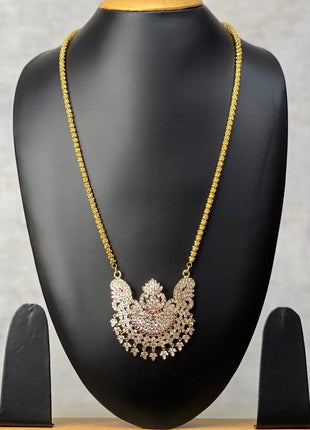 Jadau Dollar - Ad Stone Look Diamond Finishing - 10 Pidi Chain