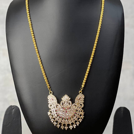 Jadau Dollar - Ad Stone Look Diamond Finishing - 10 Pidi Chain