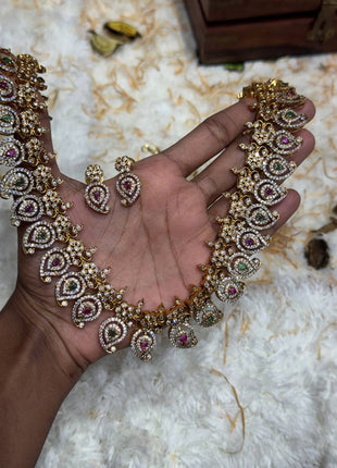 Temple with Diamond look Stone Jewellery