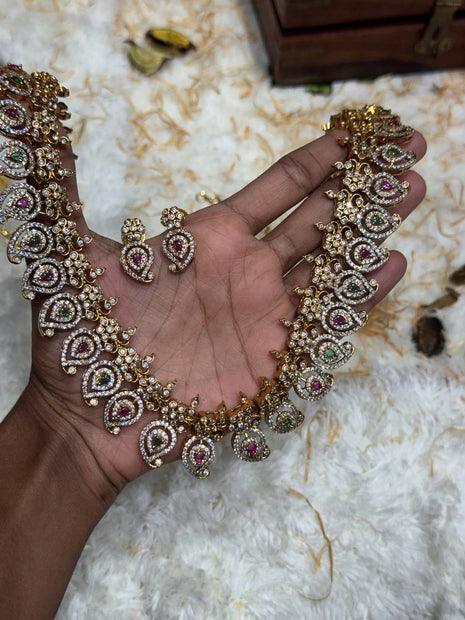 Temple with Diamond look Stone Jewellery