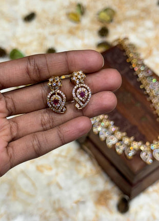 Temple with Diamond look Stone Jewellery