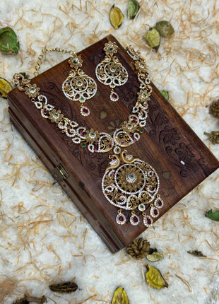 Temple with Diamond look Stone Jewellery