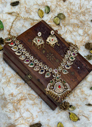 Temple with Diamond look Stone Jewellery