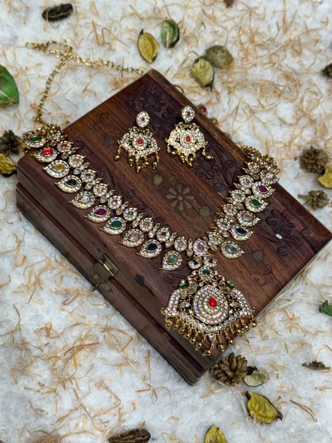 Temple with Diamond look Stone Jewellery