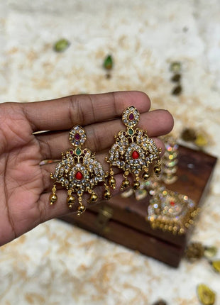 Temple with Diamond look Stone Jewellery