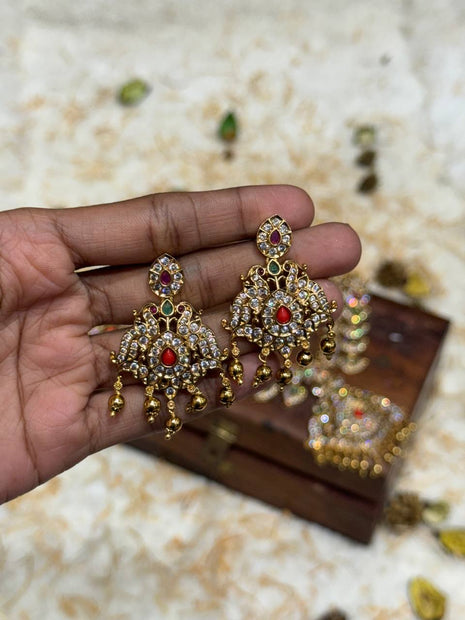 Temple with Diamond look Stone Jewellery