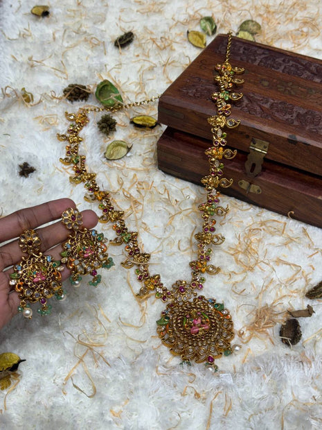 Temple with Diamond look Stone Jewellery