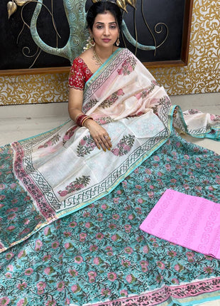 Pure Maheshwari Silk Suit ( Unstitched)