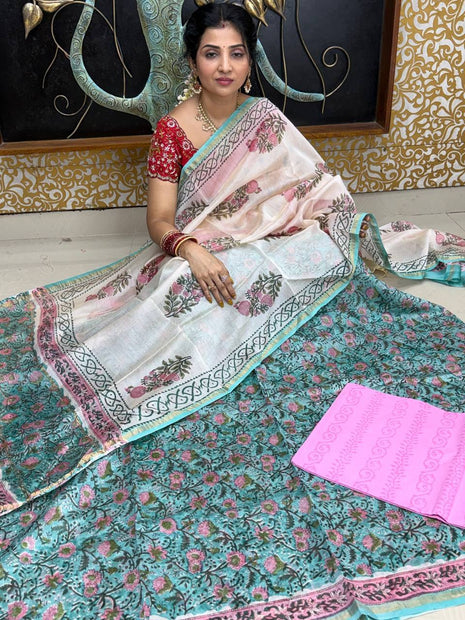 Pure Maheshwari Silk Suit ( Unstitched)