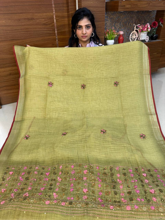 Pure Linen With French Knot