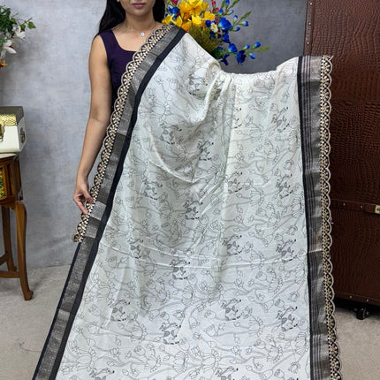 Dola Silk with Lace Border