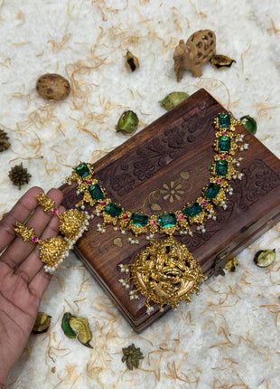 Temple with Diamond look Stone Jewellery