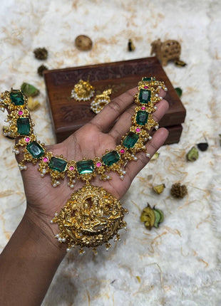 Temple with Diamond look Stone Jewellery