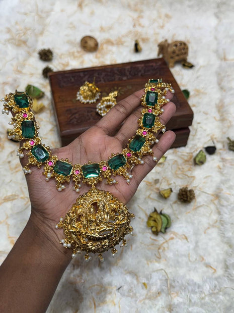 Temple with Diamond look Stone Jewellery