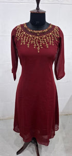 Georgette Jewel Neck Kurtis