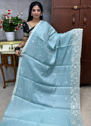 Raw Silk with Embroidery
