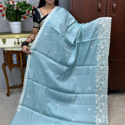 Raw Silk with Embroidery