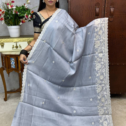 Raw Silk with Embroidery