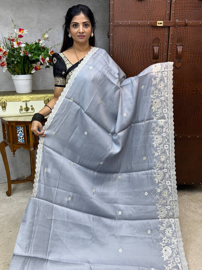 Raw Silk with Embroidery