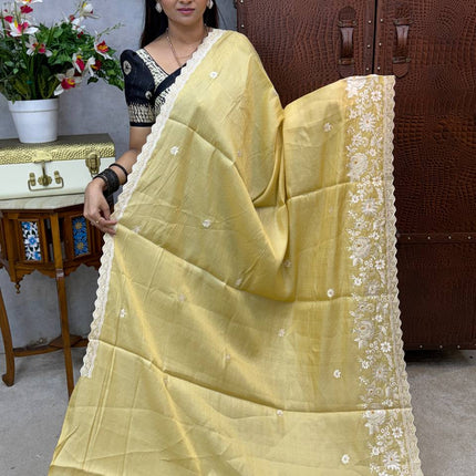 Raw Silk with Embroidery