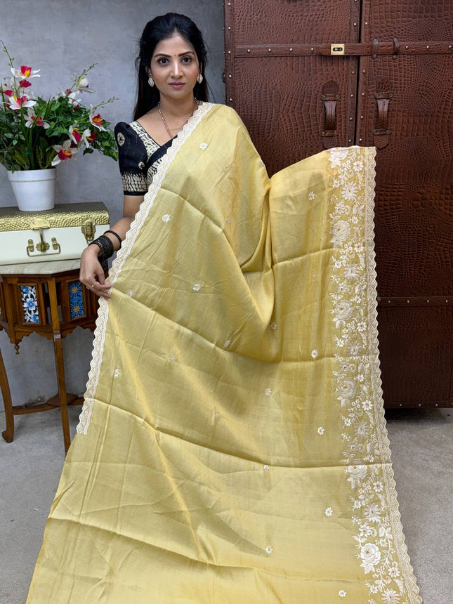 Raw Silk with Embroidery