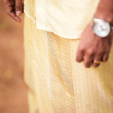 Pure Silk Designer Gold Shirt & Dhoti