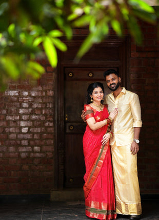 Pure Silk Designer Gold Shirt & Dhoti