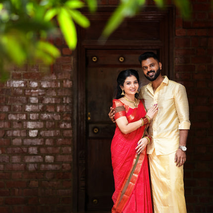 Pure Silk Designer Gold Shirt & Dhoti