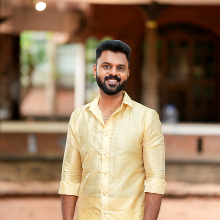 Pure Silk Designer Gold Shirt & Dhoti