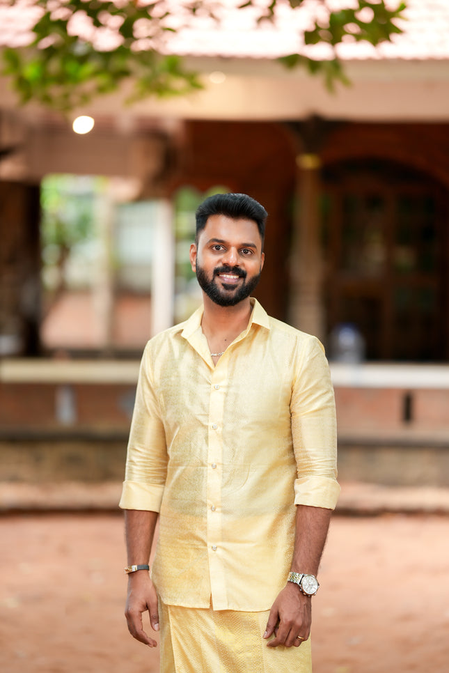 Pure Silk Designer Gold Dhoti