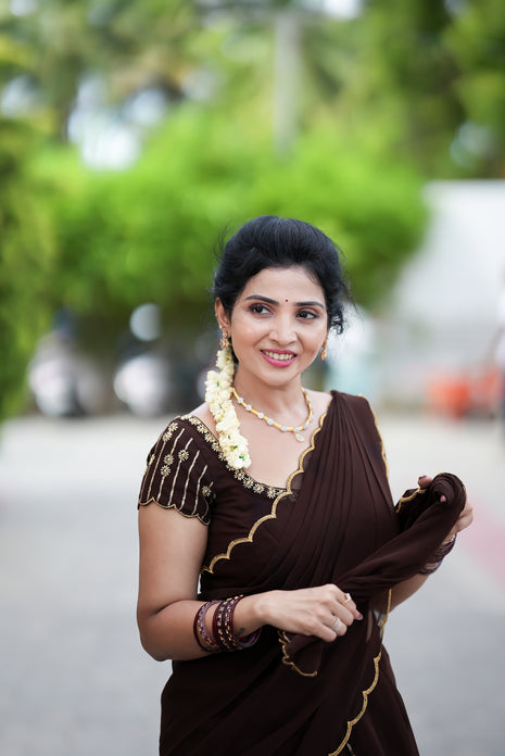 Georgette Half Saree (Stitched Skirt, Unstitched Blouse)