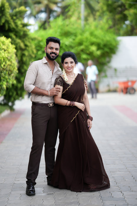 Georgette Half Saree (Stitched Skirt, Unstitched Blouse)