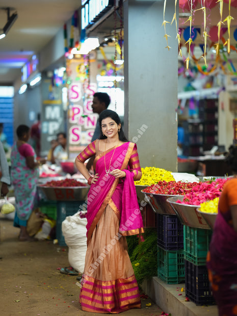 Half Saree (Stitched Skirt, Unstitched Blouse)