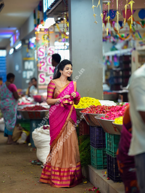Half Saree (Stitched Skirt, Unstitched Blouse)