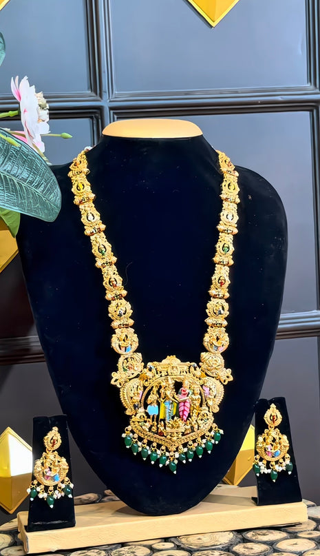 Temple with Diamond look Stone Jewellery