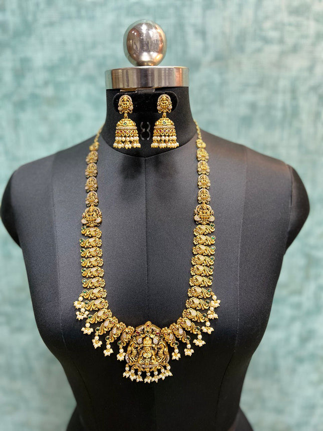 Antique Lakshmi Peacock Long Haram Set