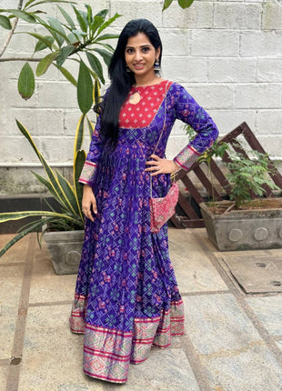 Anarkali Dress (Patola Dress With Sling Bag)