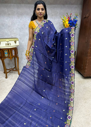 Tussar Silk with Cut work Embroidery
