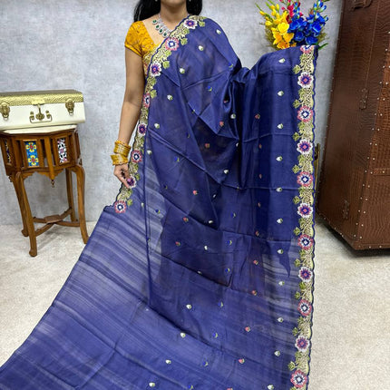 Tussar Silk with Cut work Embroidery