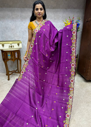 Tussar Silk with Cut work Embroidery