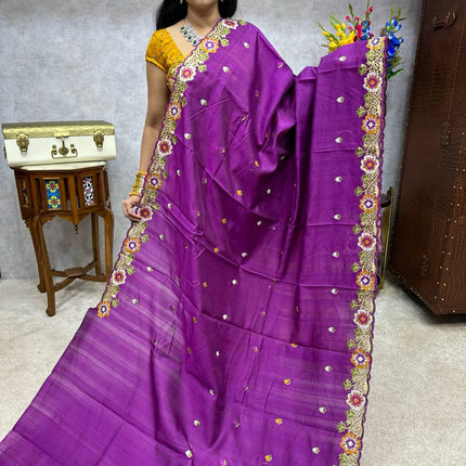 Tussar Silk with Cut work Embroidery