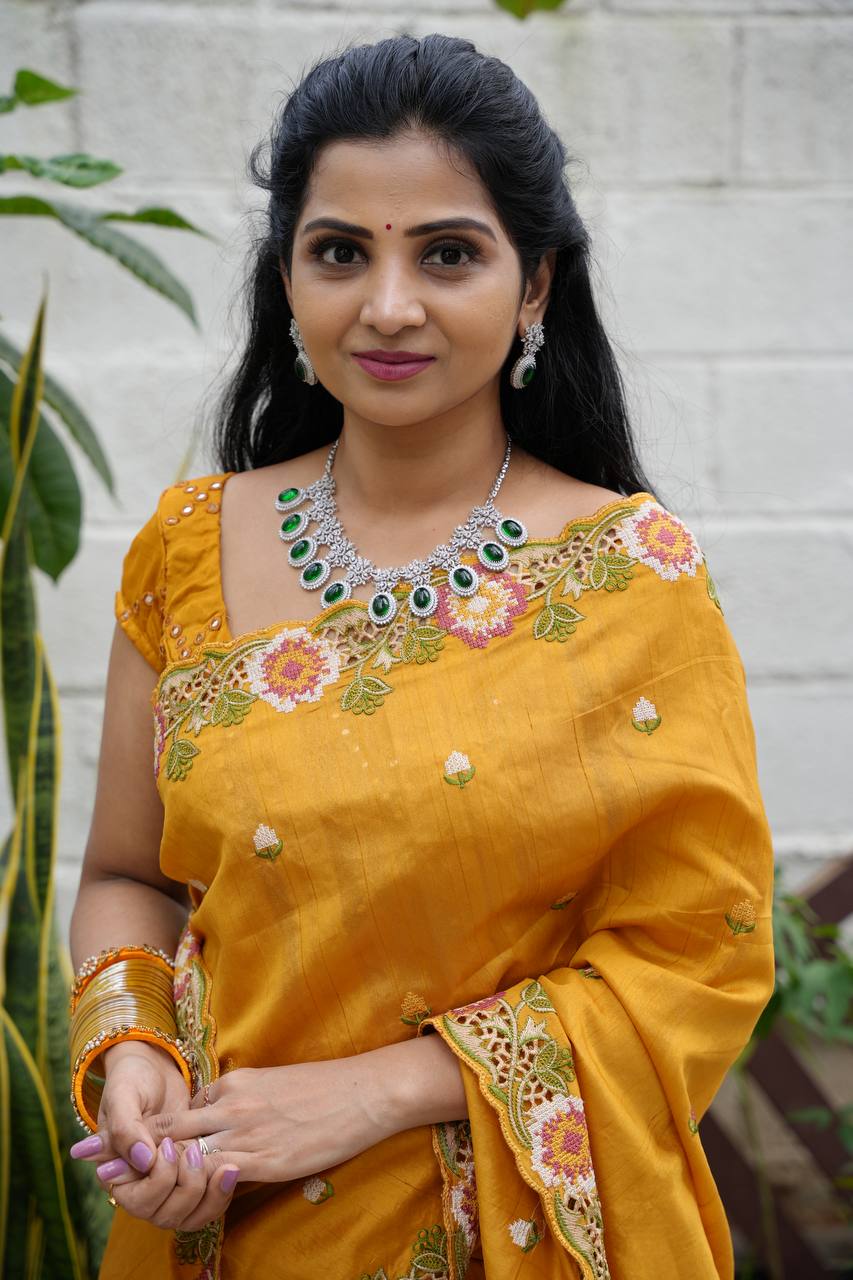 Buy Tuscany Yellow Organza Saree For Women Online - Frontierraas