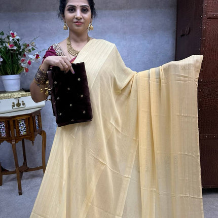 Saree Blouse Combo (Designer Saree With Velvet Blouse)