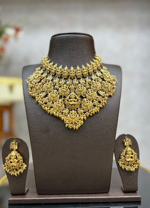 Matte Finish Lakshmi Nagas Choker Set - Temple Jewellery