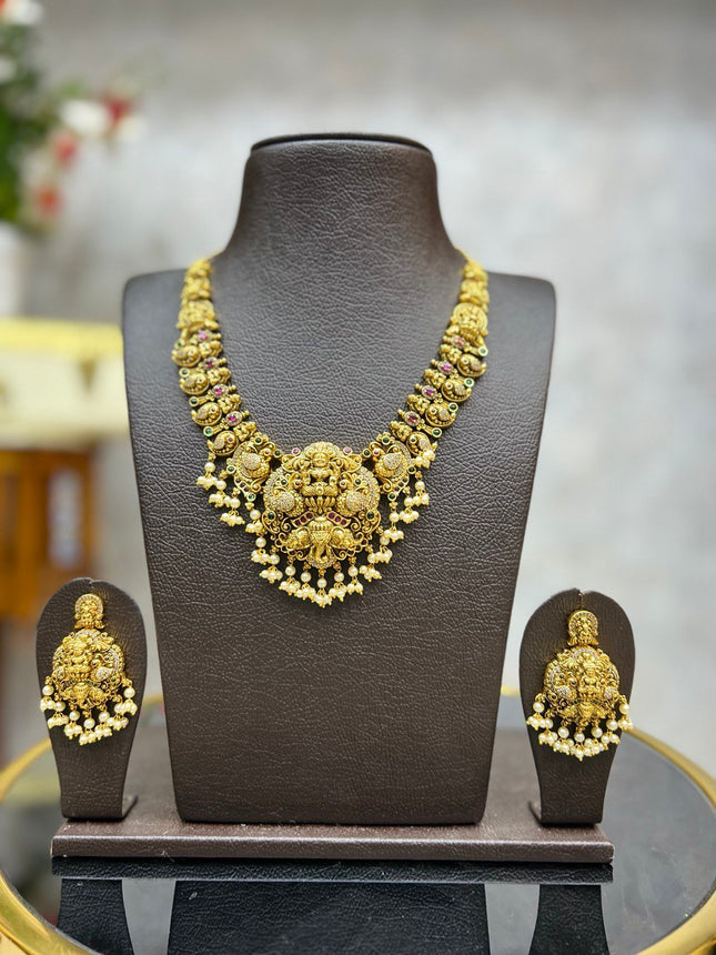 Antique Lakshmi - Elephant Short Necklace Set