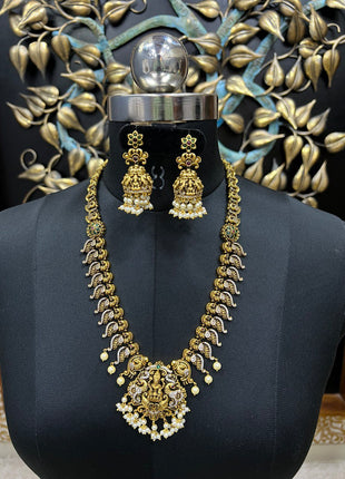 Antique Centre Lakshmi Pendant Long Haram Set